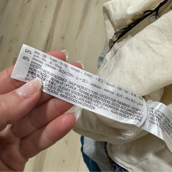 Zara Linen skirt coins embellished wrap mini beige sand tassels high waisted - Picture 8 of 11